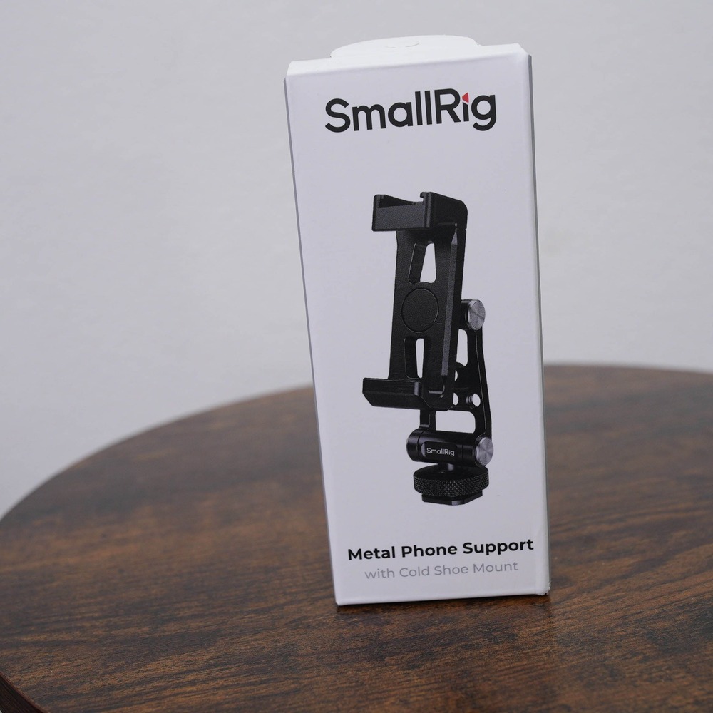 SmallRig Metal Phone Support with Cold Shoe Mount Black Aluminum Vlog Rig 4382